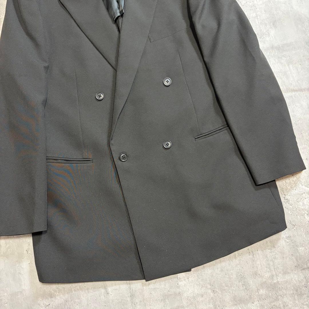 Good condition double breasted setup suit black adjuster tuck 180