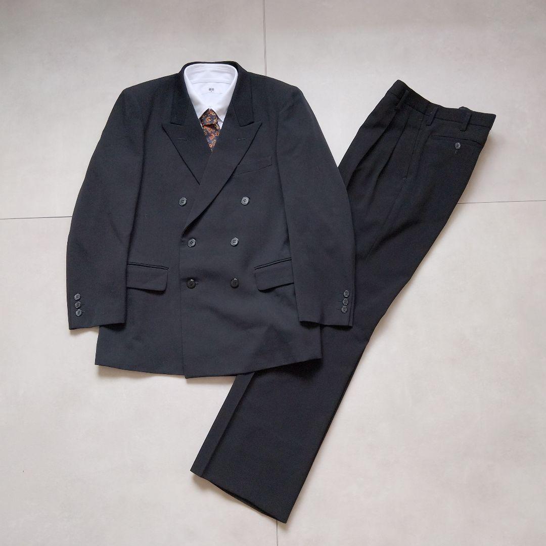 90s vintage double suit setup retro unlined black wedding