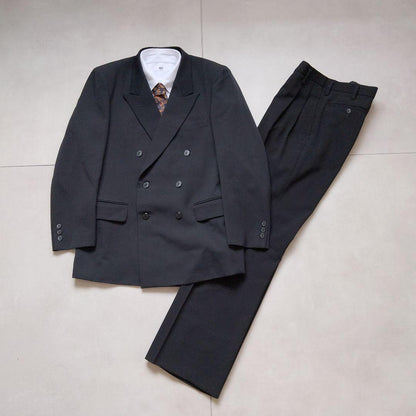 90s vintage double suit setup retro unlined black wedding