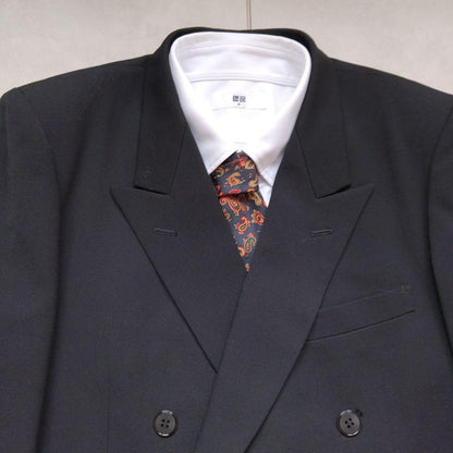 90s vintage double suit setup retro unlined black wedding