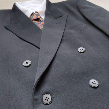 90s vintage double suit setup retro unlined black wedding