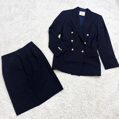 Burberrys Navy blue gold button double 42 skirt setup rare