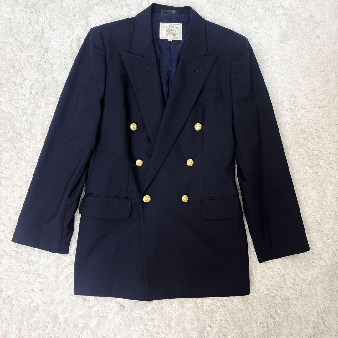 Burberrys Navy blue gold button double 42 skirt setup rare