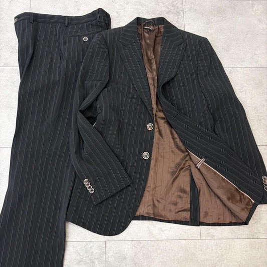 Unused Giorgio Armani Black Tag Suit Setup Black Stripe