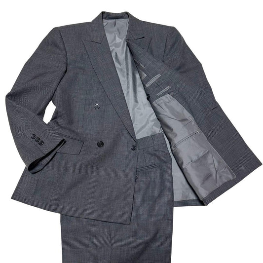 Double suit setup gray glen check custom made casual M