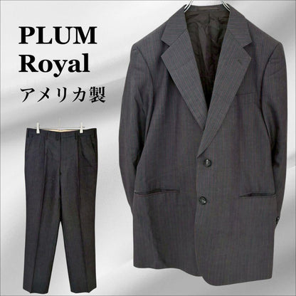 Made in America high quality "Plum Royal" suit set up Gray striped