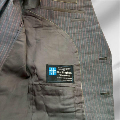 Made in America high quality "Plum Royal" suit set up Gray striped