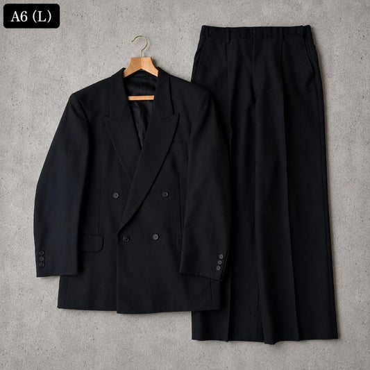 [vintage]90s double breasted setup adjuster mohair black