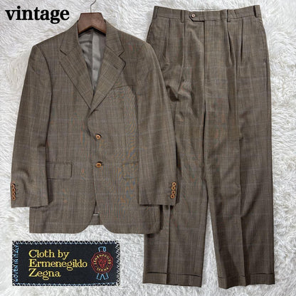 [Vintage] Ermenegildo Zegna Fabric Setup Suit Brown Check