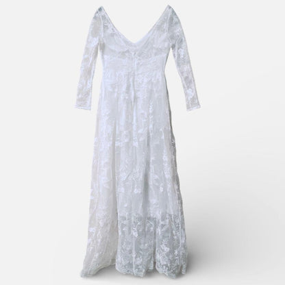 White lace wedding dress embroidery white [M]
