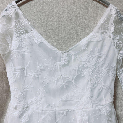 White lace wedding dress embroidery white [M]