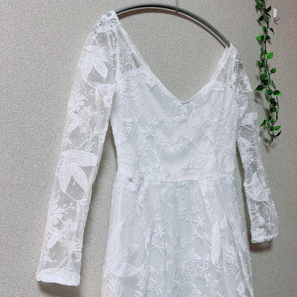 White lace wedding dress embroidery white [M]