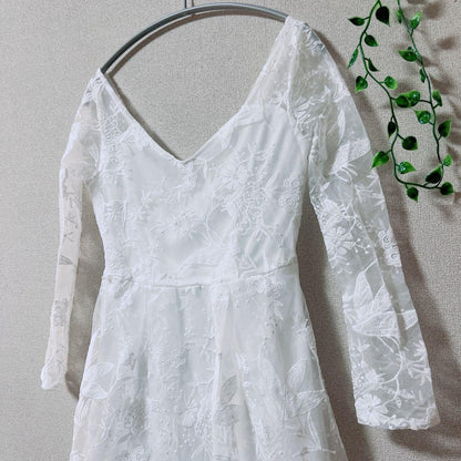 White lace wedding dress embroidery white [M]