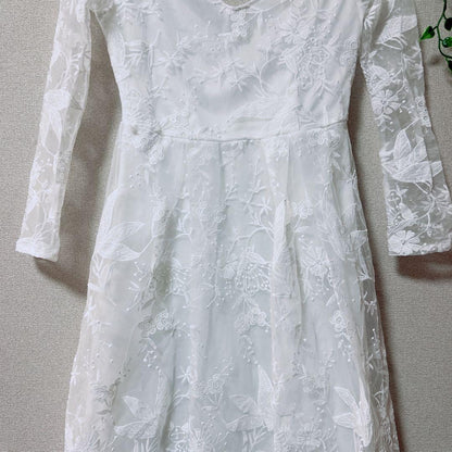 White lace wedding dress embroidery white [M]