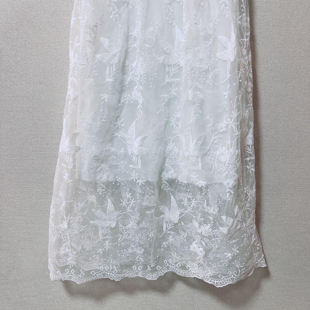 White lace wedding dress embroidery white [M]