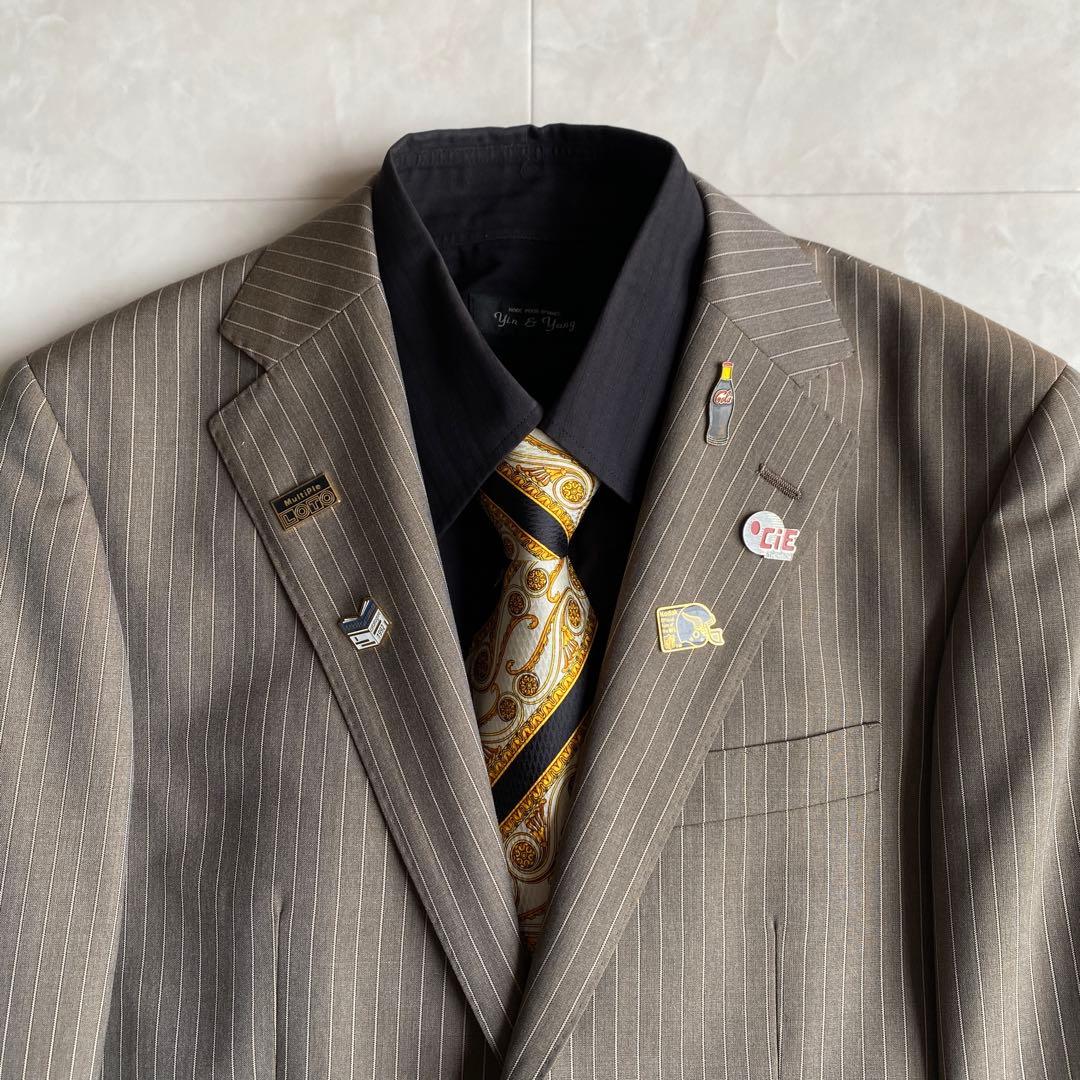 90s VERSACE Necktie CANONICO Luxury Suit Pins 4 Piece Set
