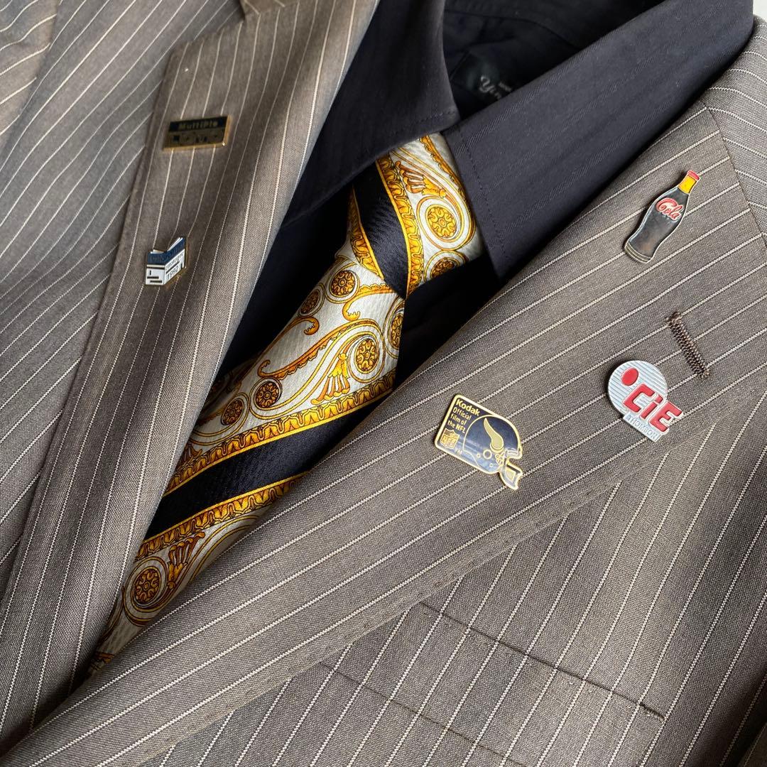 90s VERSACE Necktie CANONICO Luxury Suit Pins 4 Piece Set