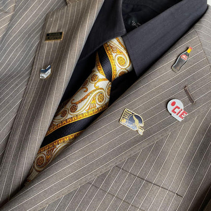 90s VERSACE Necktie CANONICO Luxury Suit Pins 4 Piece Set