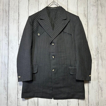 [Vintage ☆ Suit ☆ Setup] Charcoal gray ☆ Stripe ☆ M British fabric