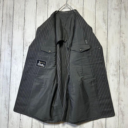 [Vintage ☆ Suit ☆ Setup] Charcoal gray ☆ Stripe ☆ M British fabric