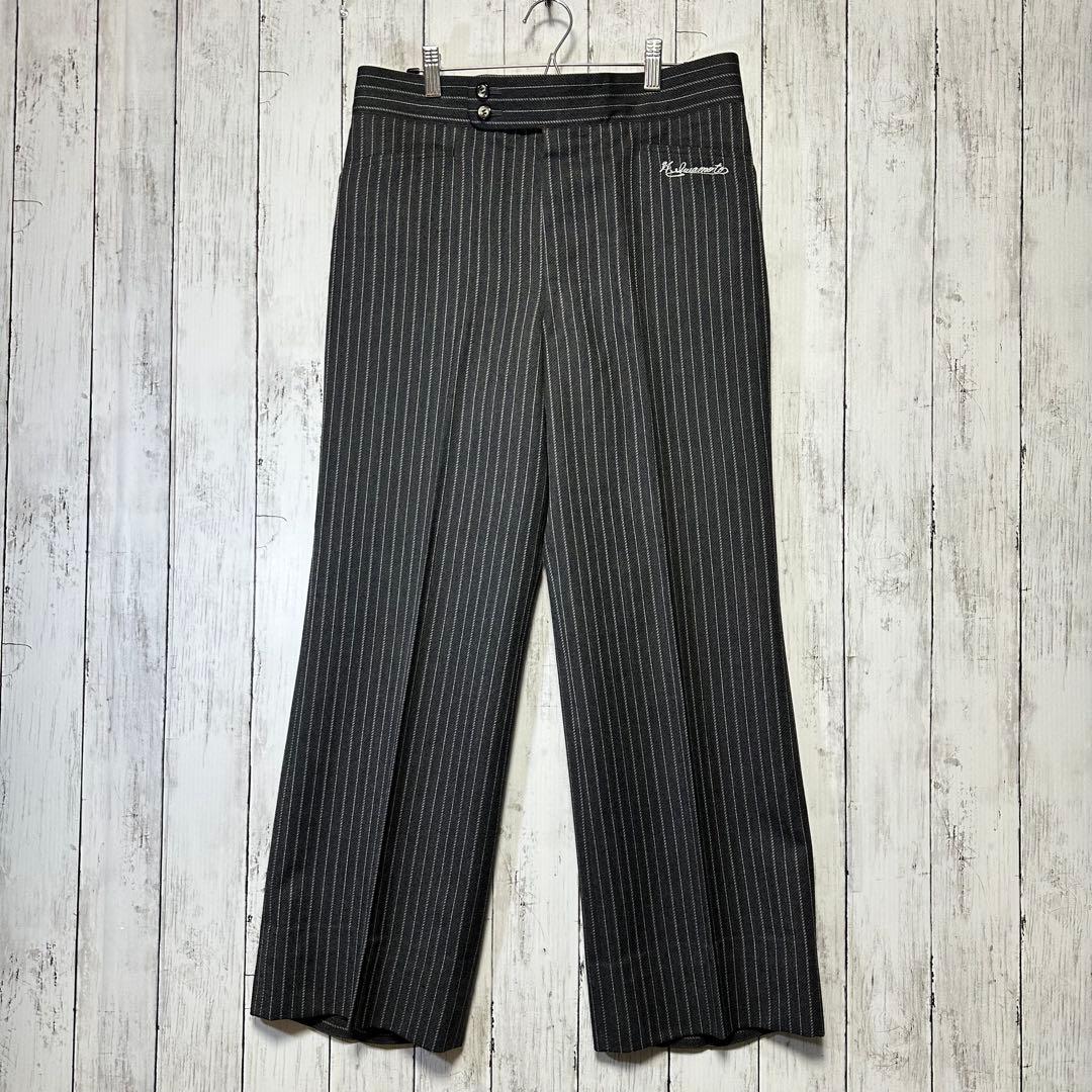 [Vintage ☆ Suit ☆ Setup] Charcoal gray ☆ Stripe ☆ M British fabric