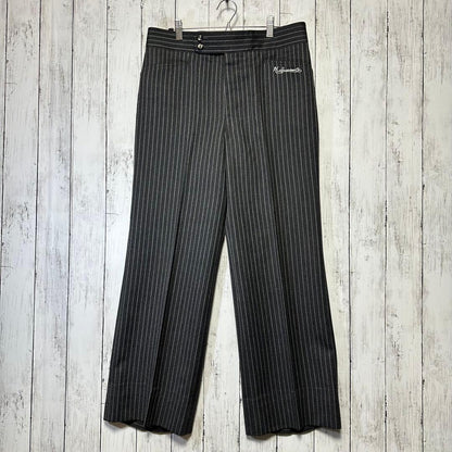 [Vintage ☆ Suit ☆ Setup] Charcoal gray ☆ Stripe ☆ M British fabric