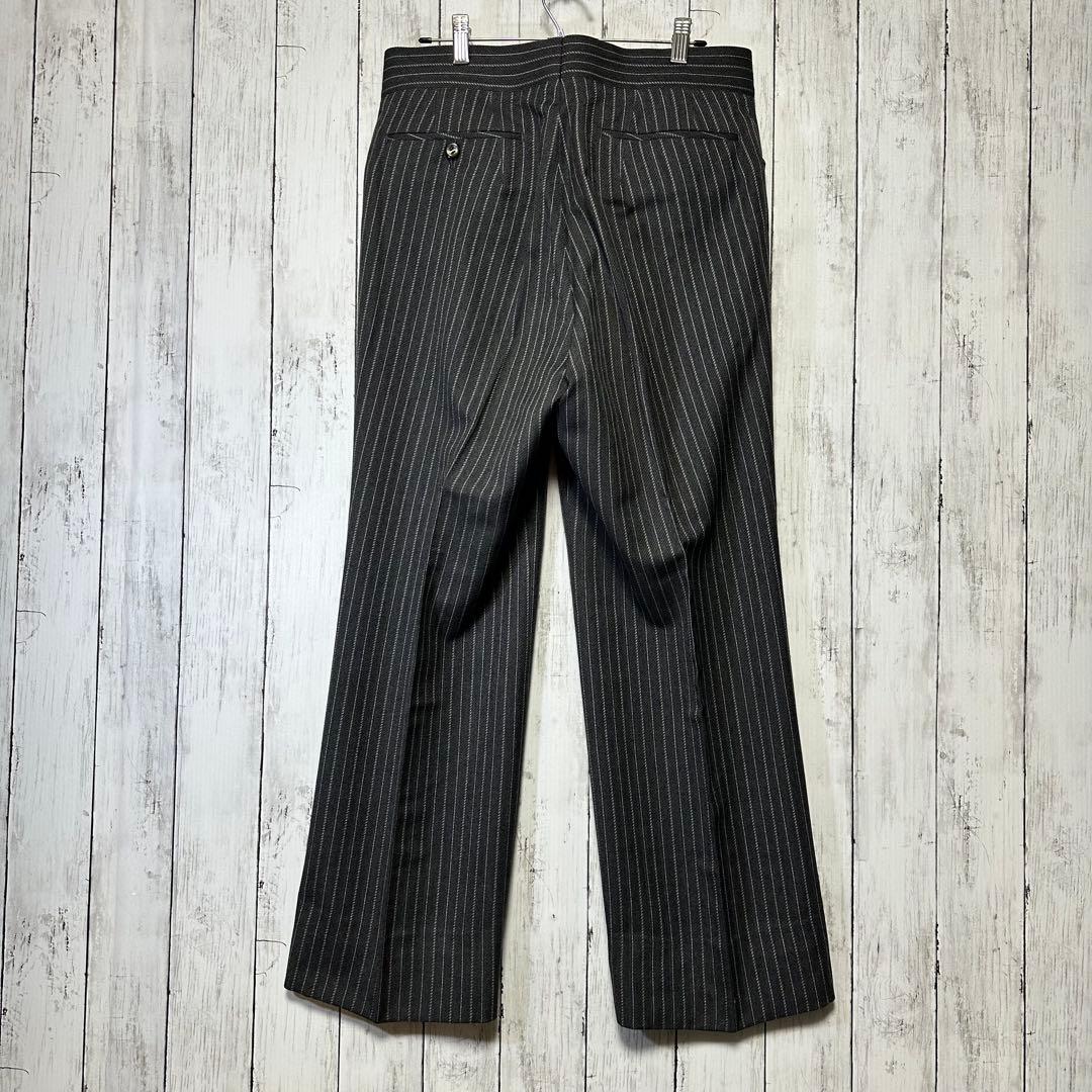 [Vintage ☆ Suit ☆ Setup] Charcoal gray ☆ Stripe ☆ M British fabric