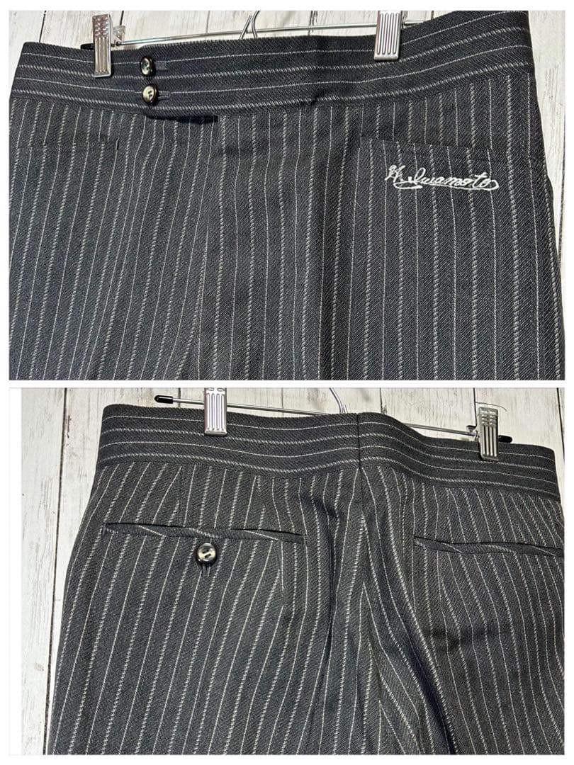 [Vintage ☆ Suit ☆ Setup] Charcoal gray ☆ Stripe ☆ M British fabric