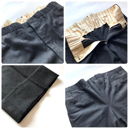 ★Good condition★Vintage flannel suit silver button charcoal 80s 70s