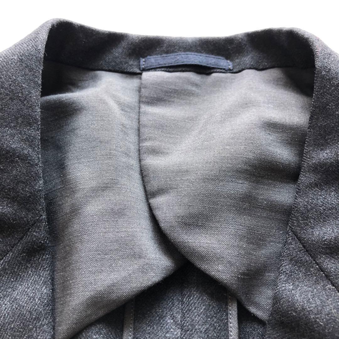 ★Good condition★Vintage flannel suit silver button charcoal 80s 70s