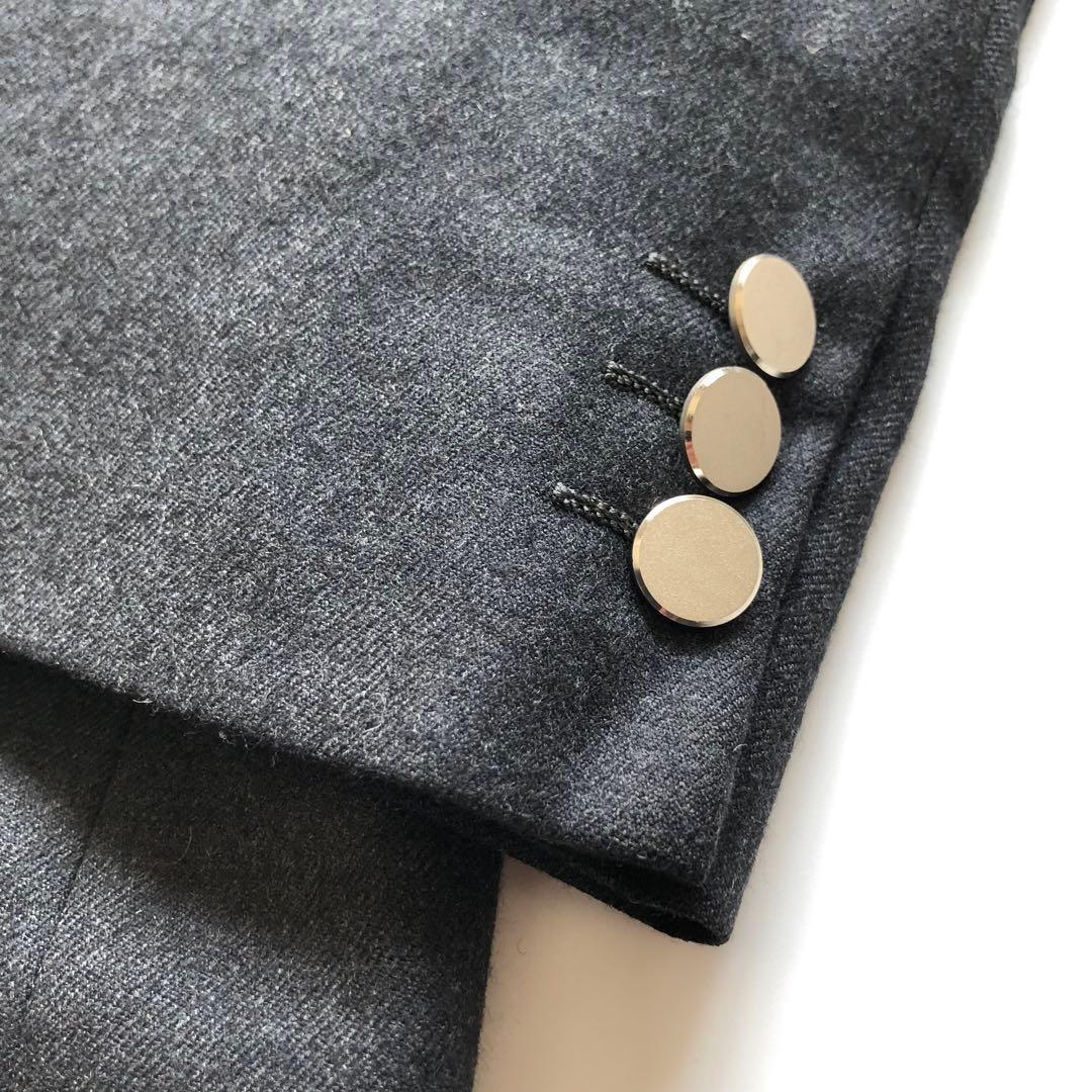 ★Good condition★Vintage flannel suit silver button charcoal 80s 70s
