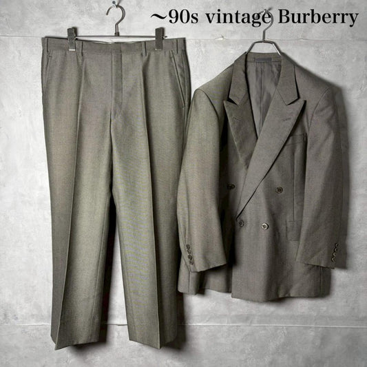 ~90s Burberry double suit setup engraved button N2754