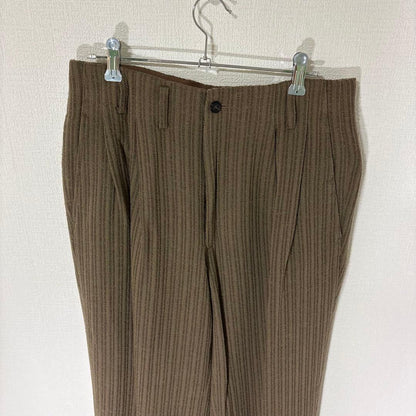 Rare 90s Vintage Tet Homme Vertical Striped Woven Wool Setup M Brown