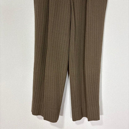 Rare 90s Vintage Tet Homme Vertical Striped Woven Wool Setup M Brown