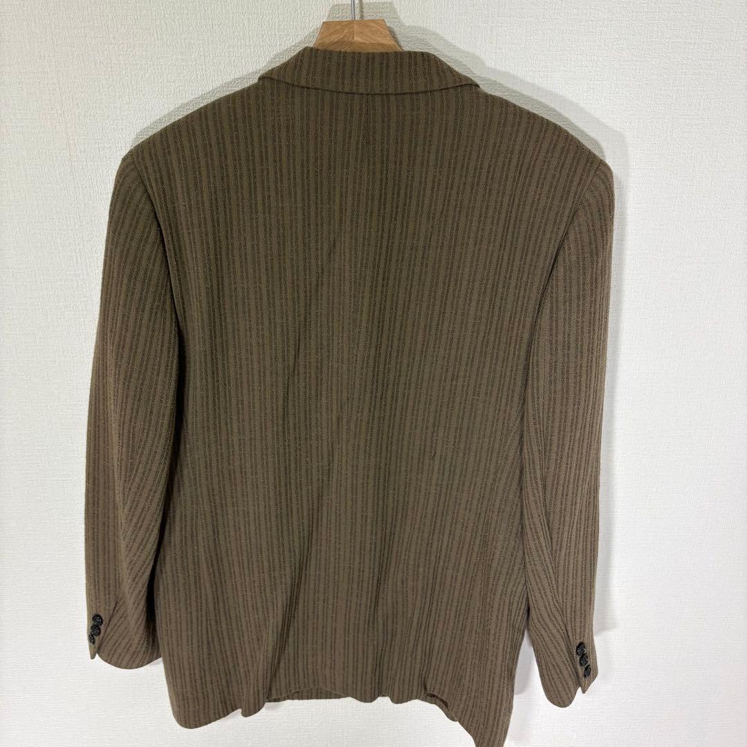Rare 90s Vintage Tet Homme Vertical Striped Woven Wool Setup M Brown