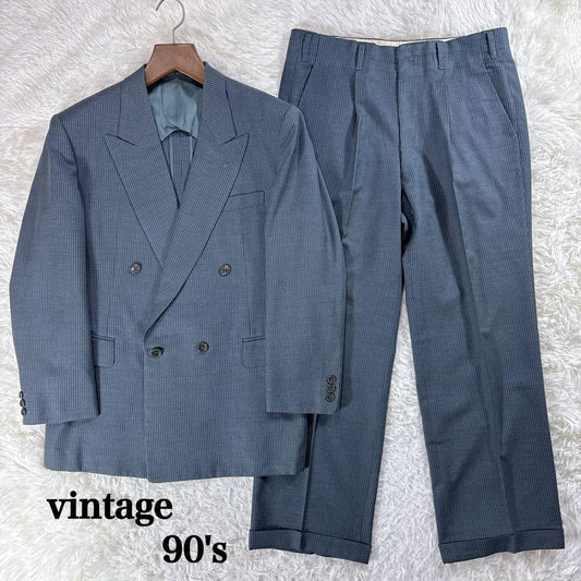 [Vintage] Rare Color Double Setup Suit 90s Stripe Good Condition