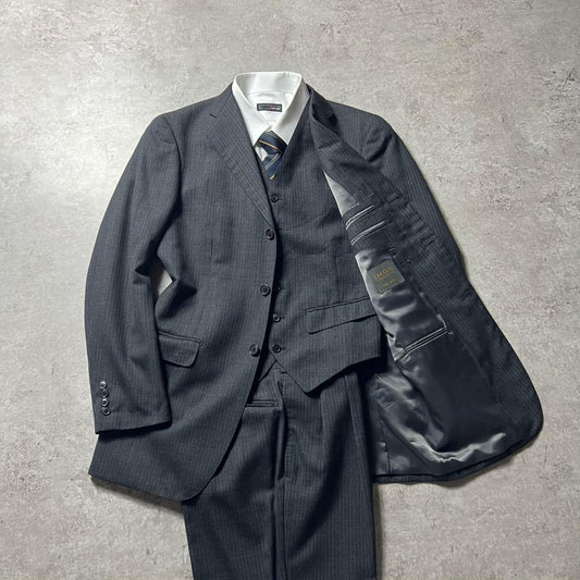 Men's Vintage Three-Piece Setup Suit Gray Luxury L Equivalent