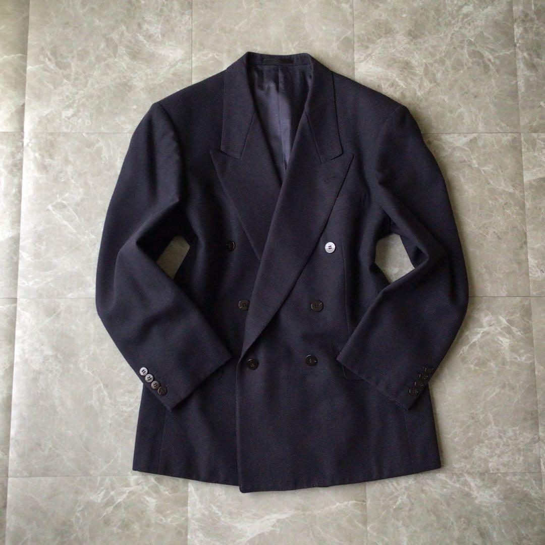 90s vintage double suit setup navy 3B mode ceremony
