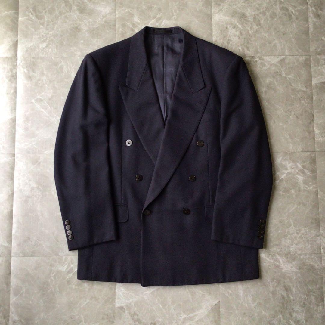 90s vintage double suit setup navy 3B mode ceremony