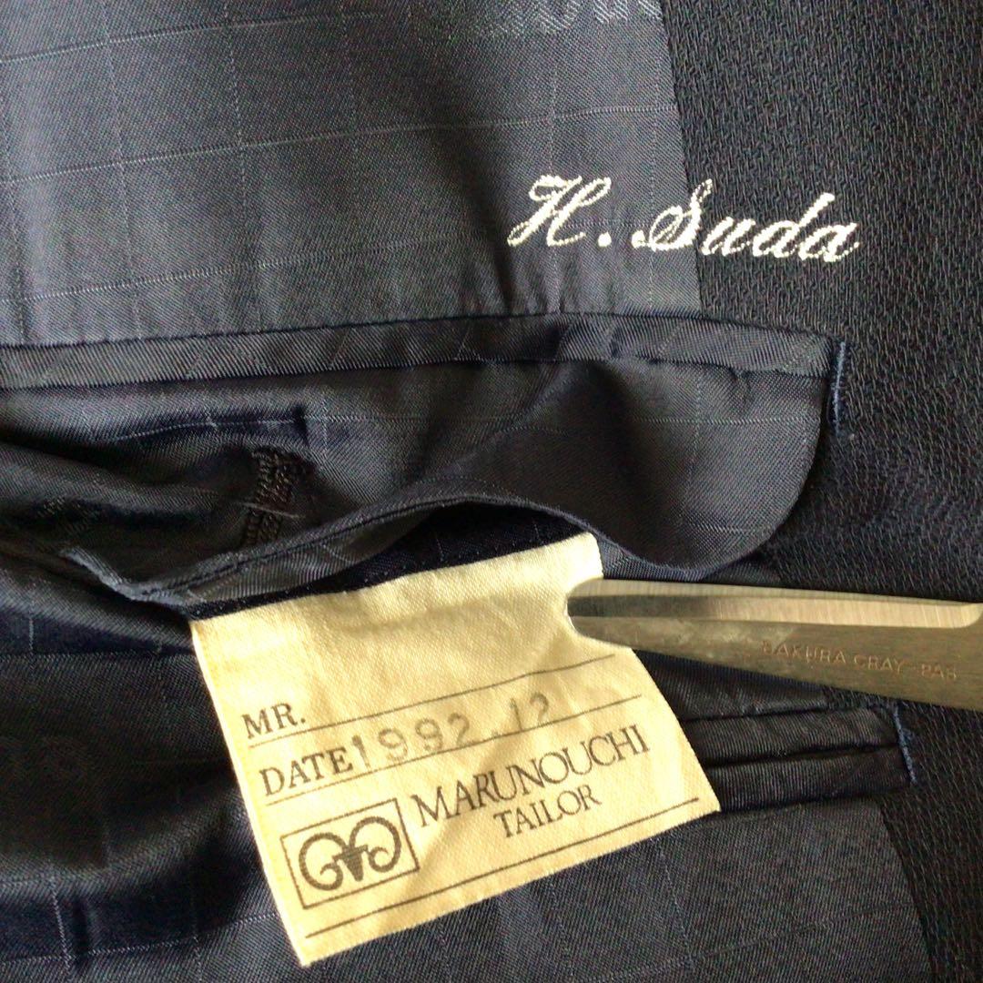 90s vintage double suit setup navy 3B mode ceremony