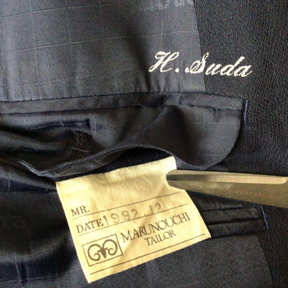 90s vintage double suit setup navy 3B mode ceremony