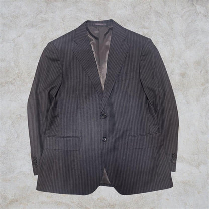 00s vintage charcoal gray striped tailored business use