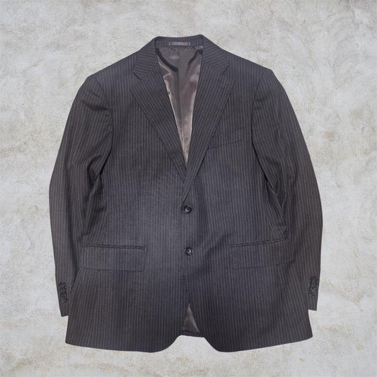 00s vintage charcoal gray striped tailored business use