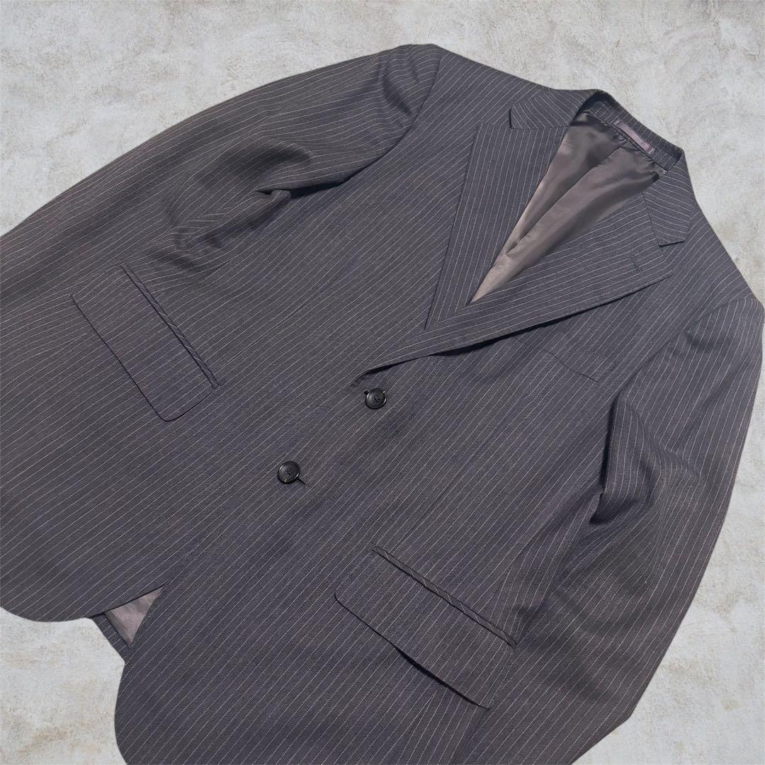 00s vintage charcoal gray striped tailored business use