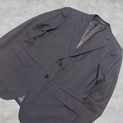 00s vintage charcoal gray striped tailored business use