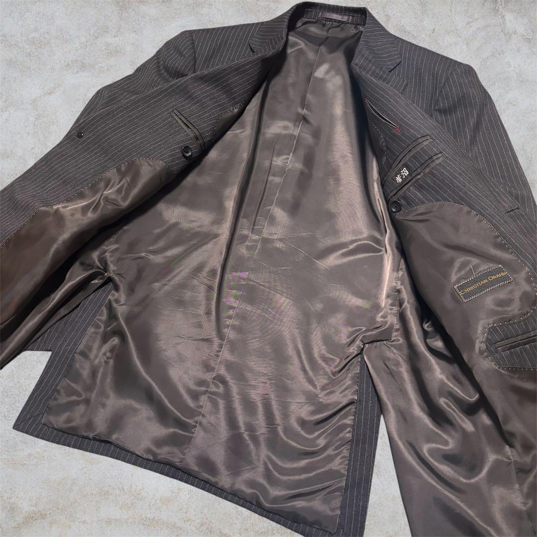 00s vintage charcoal gray striped tailored business use