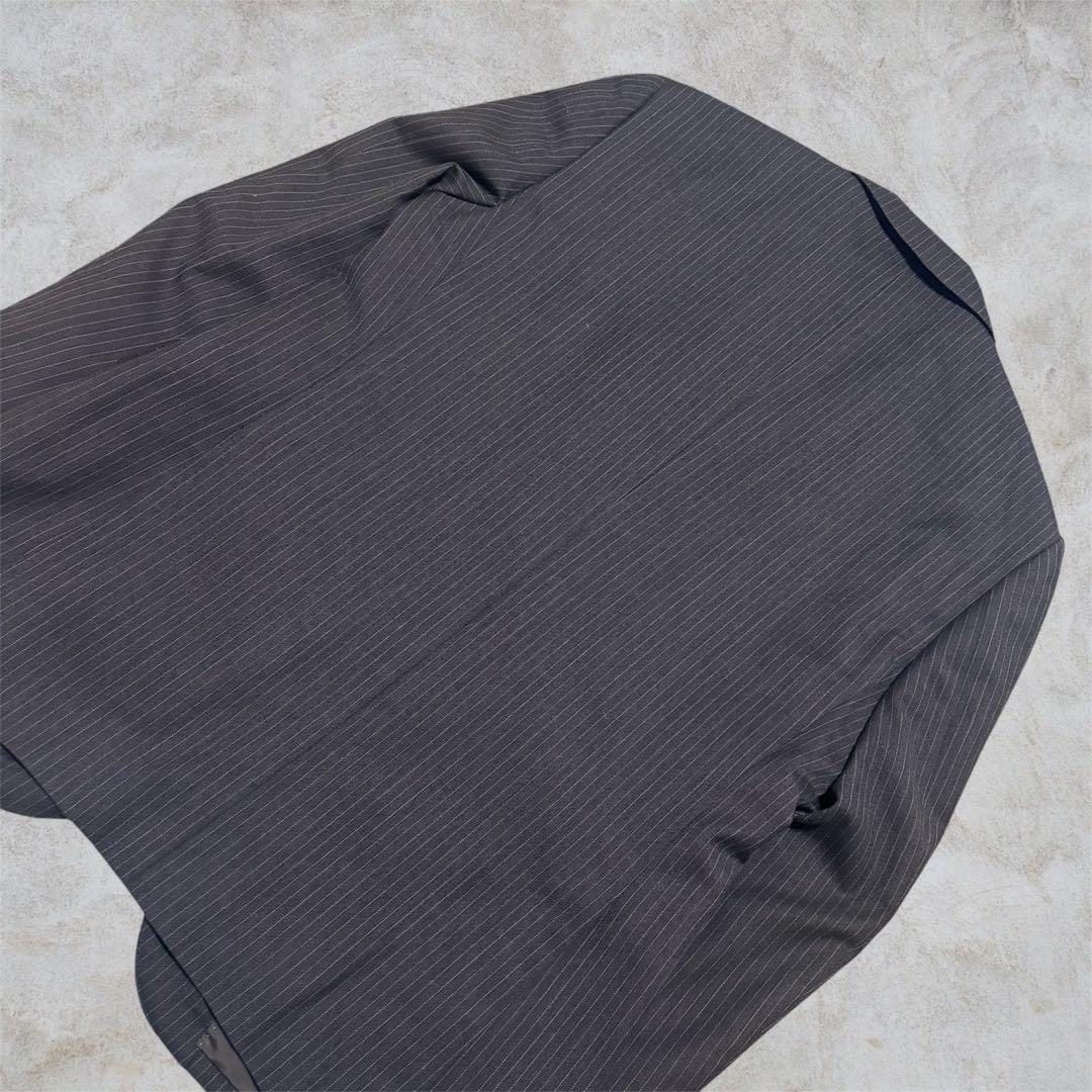 00s vintage charcoal gray striped tailored business use