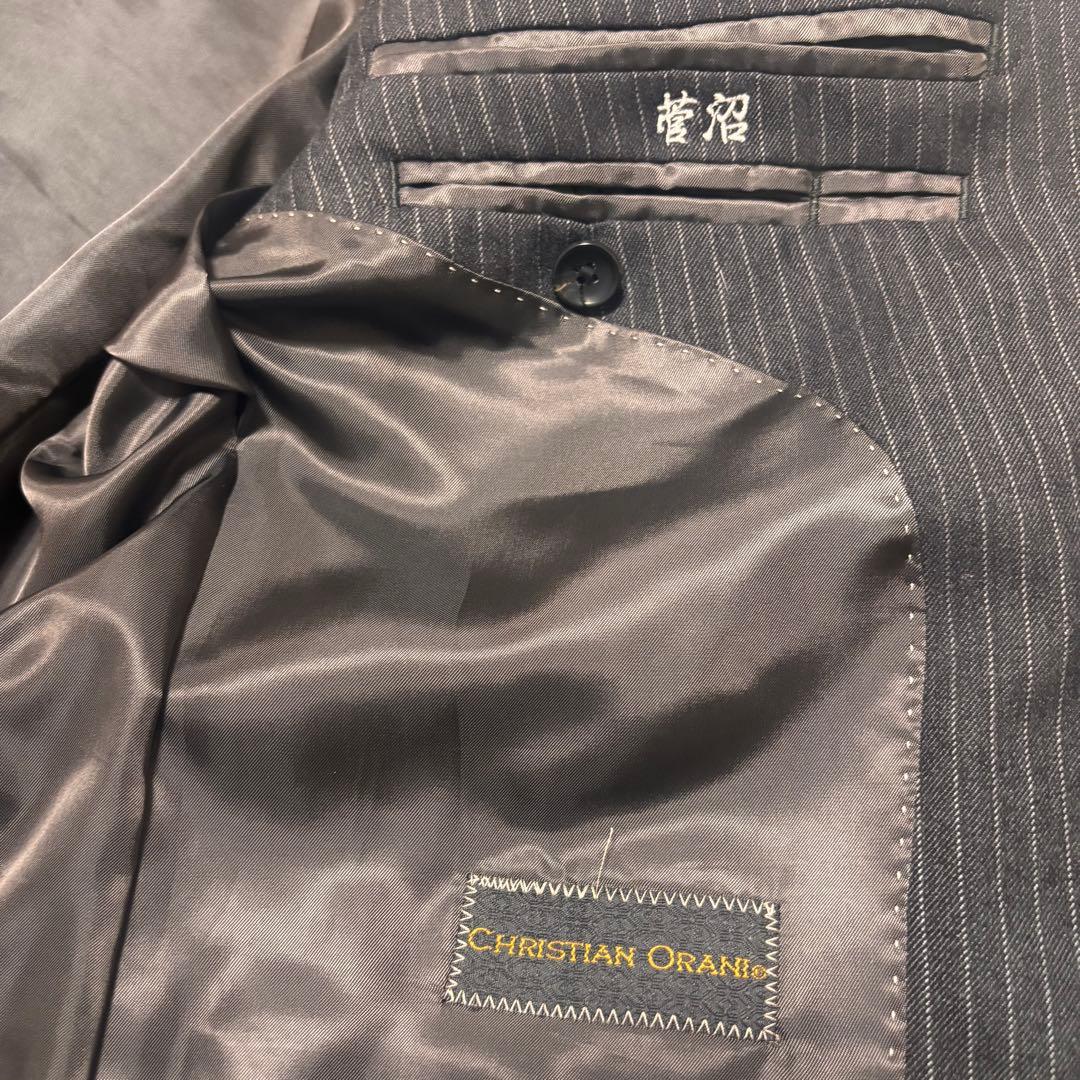 00s vintage charcoal gray striped tailored business use