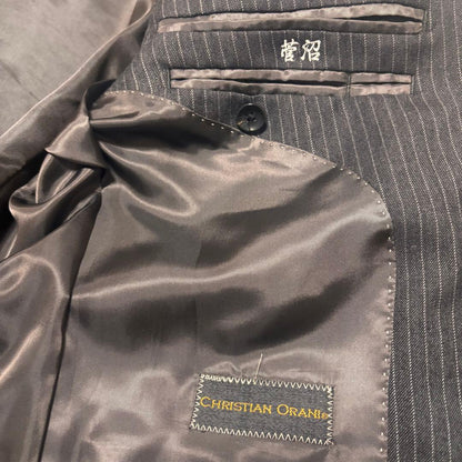 00s vintage charcoal gray striped tailored business use