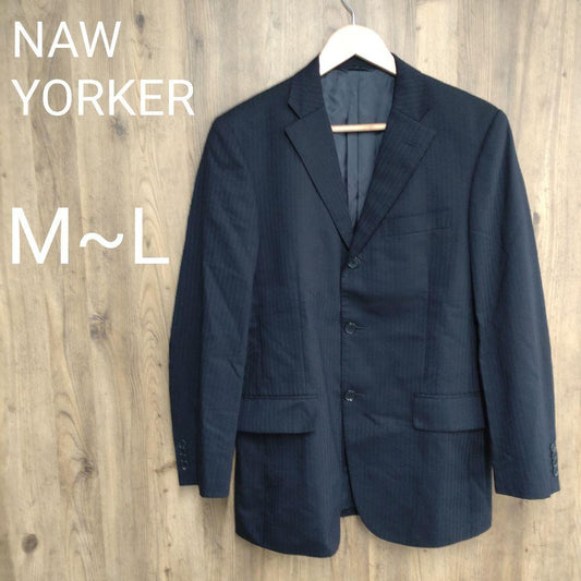 New Yorker Tailored Jacket M L Navy 100% Wool Suit Men's